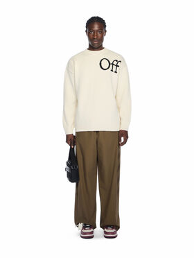 OFF WHITE Bookish Knit Crewneck Sweater CREAM - BLACK OMHE20QF25KNI001