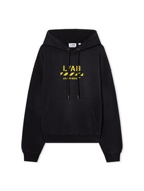 LAB L/AB Diagonal Washed Hoodie BLACK 44LABF26K058