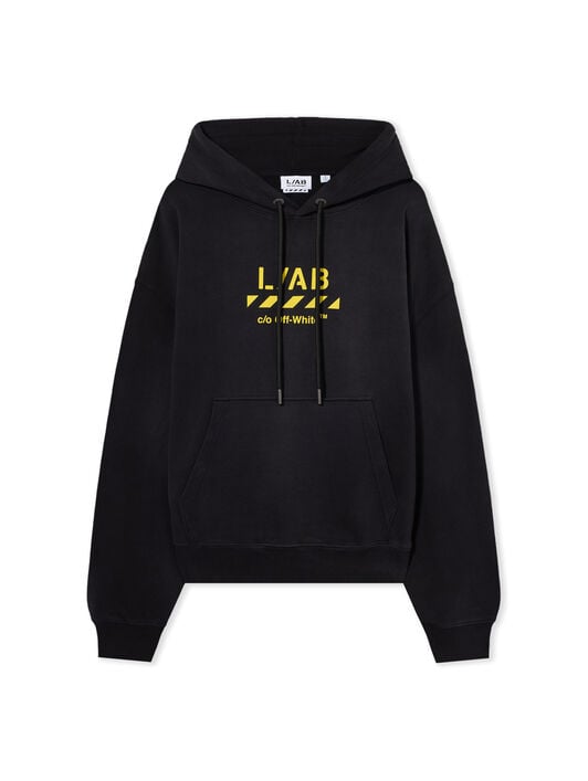 LAB L/AB Diagonal Washed Hoodie BLACK 44LABF26K058