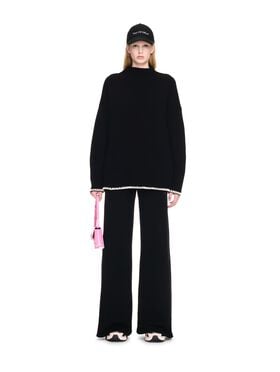 OFF WHITE MERINO-WOLLE ROLLKRAGENPULLOVER MIT PFEILMUSTER SCHWARZ OWHF054F24KNI001