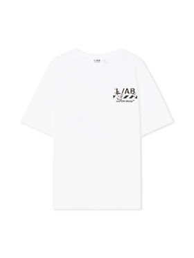 LAB L/AB Floral Logo Skate T-Shirt Bright White Flower LABF2639A00035T