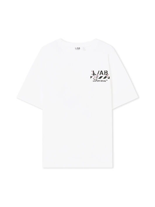 LAB L/AB Floral Logo Skate T-Shirt Bright White Flower LABF2639A00035T