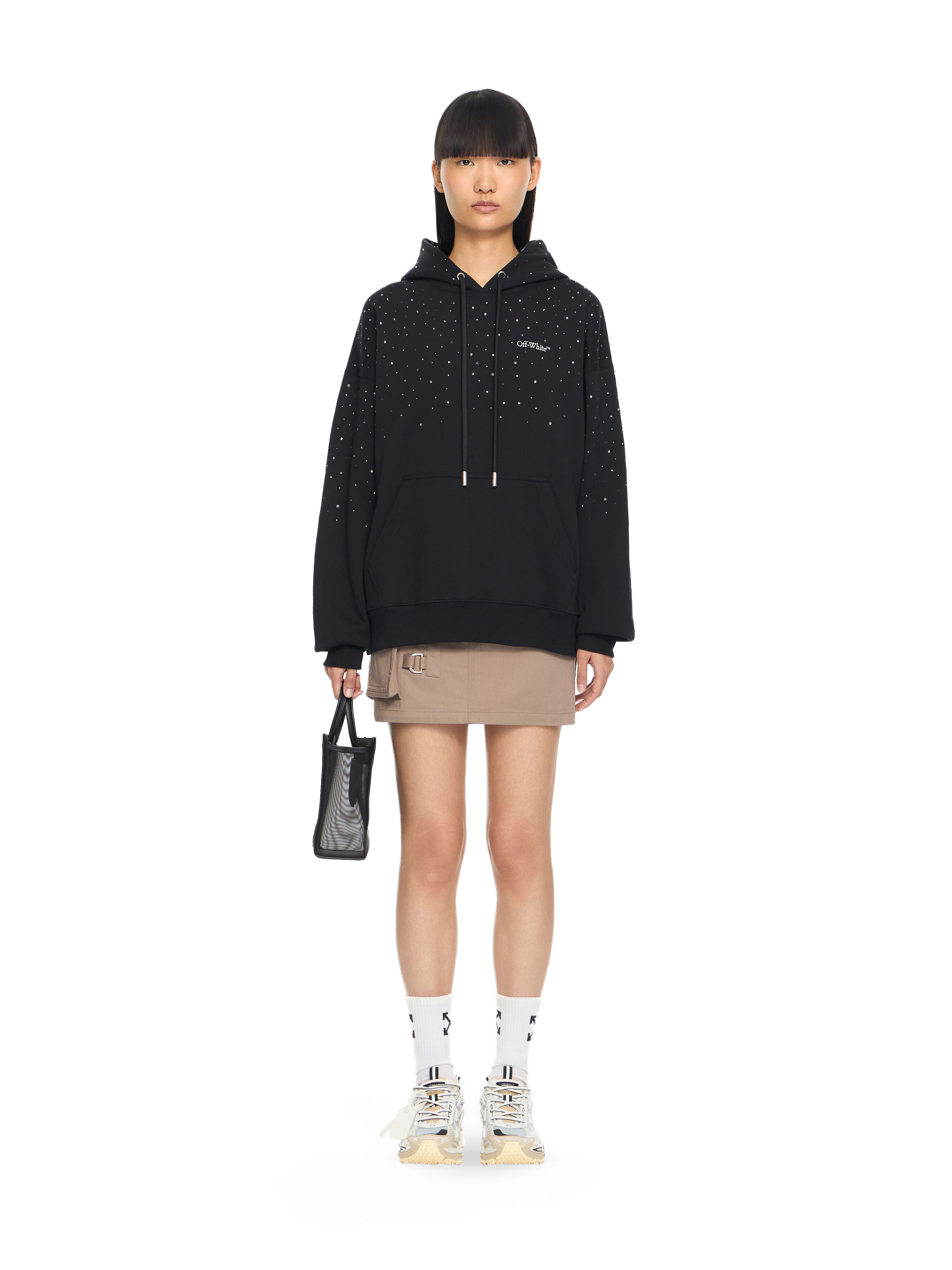 OW X Swarovski Skate Hoodie in BLACK for Women | Off-White™ OW X Swarovski Skate Hoodie in BLACK for Women | Off-White™