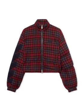 OFF WHITE Arrow Spray Check Puffer Jacket BORDEAUX/PURPLE-BLUE IRIS OWEJ007F25FAB001