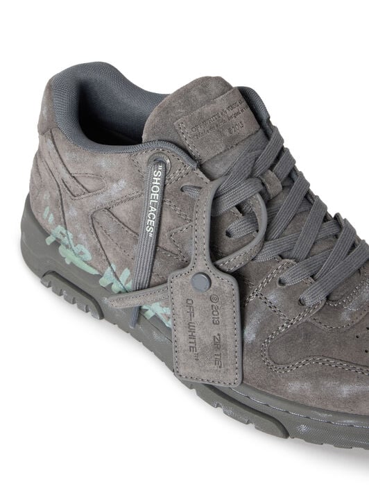 OFF WHITE Out Of Office "For Walking" Suede Sneakers DARK GREY - MISTY BLUE OMIA189S26LEA006