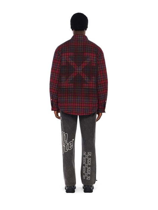 Spray Arrow Check Flannel Overshirt OFF WHITE Spray Arrow Check Flannel Overshirt BURGUNDY - BLACK OMES01AF25FAB002