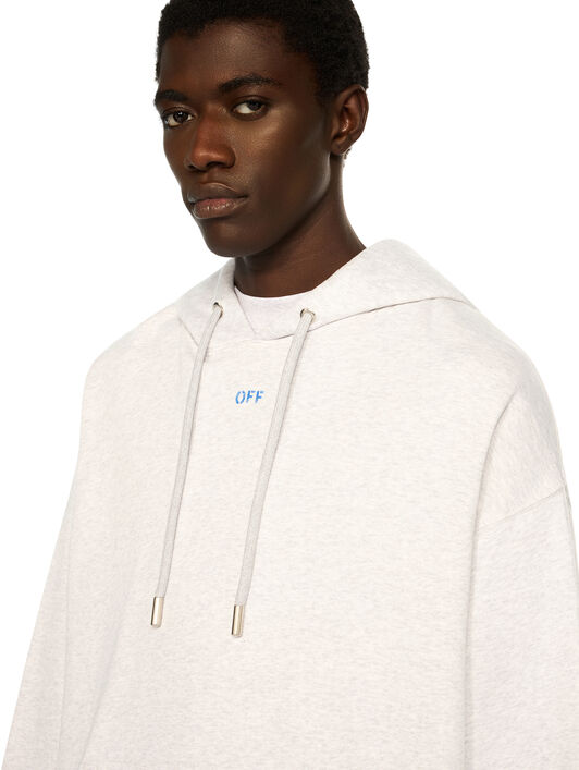 OFF WHITE Brush Arrow Skate Hoodie GREY MELANGE - NAUTICAL BLUE OMBB085F25FLE00I