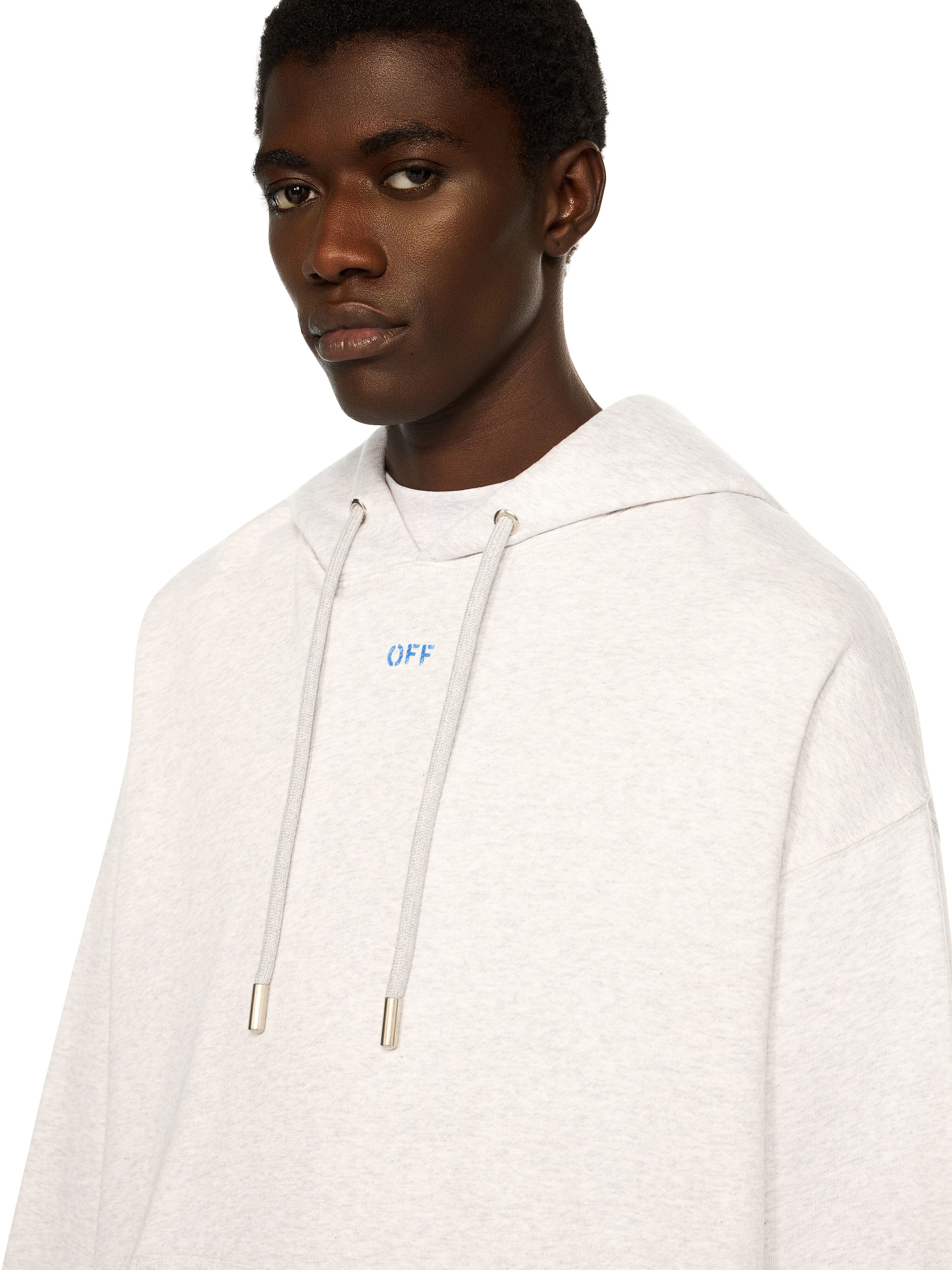 OFF WHITE Brush Arrow Skate Hoodie GREY MELANGE - NAUTICAL BLUE OMBB085F25FLE00I