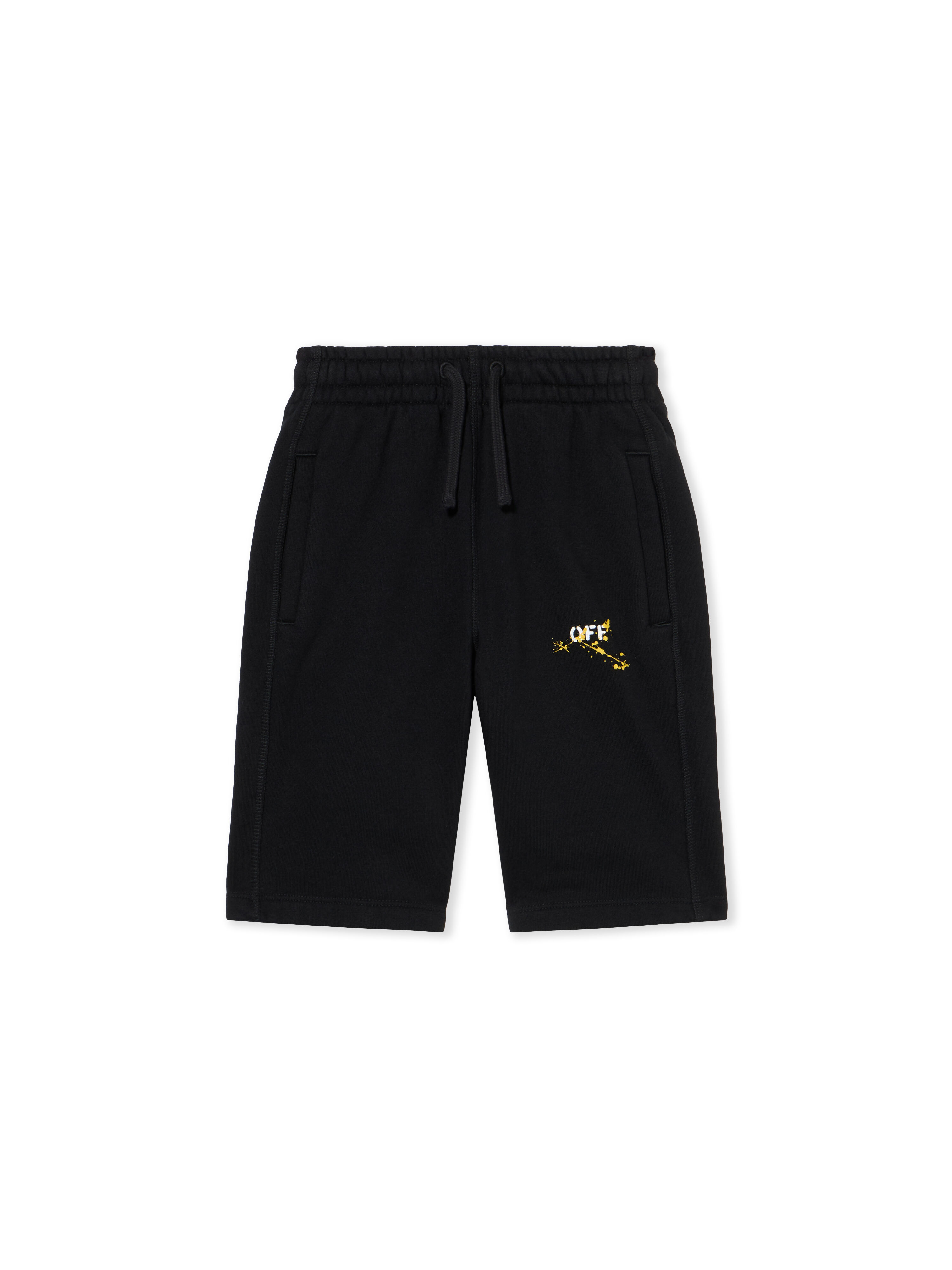 OFF WHITE Diag Splat Sweatshorts BLACK - YELLOW OBCI001F25FLE002