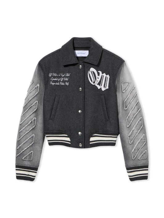 Gothic Class Varsity Jacket OFF WHITE Gothic Class Varsity Jacket BLACKENED PEARL-WHITE OWEK00MF25DEN001