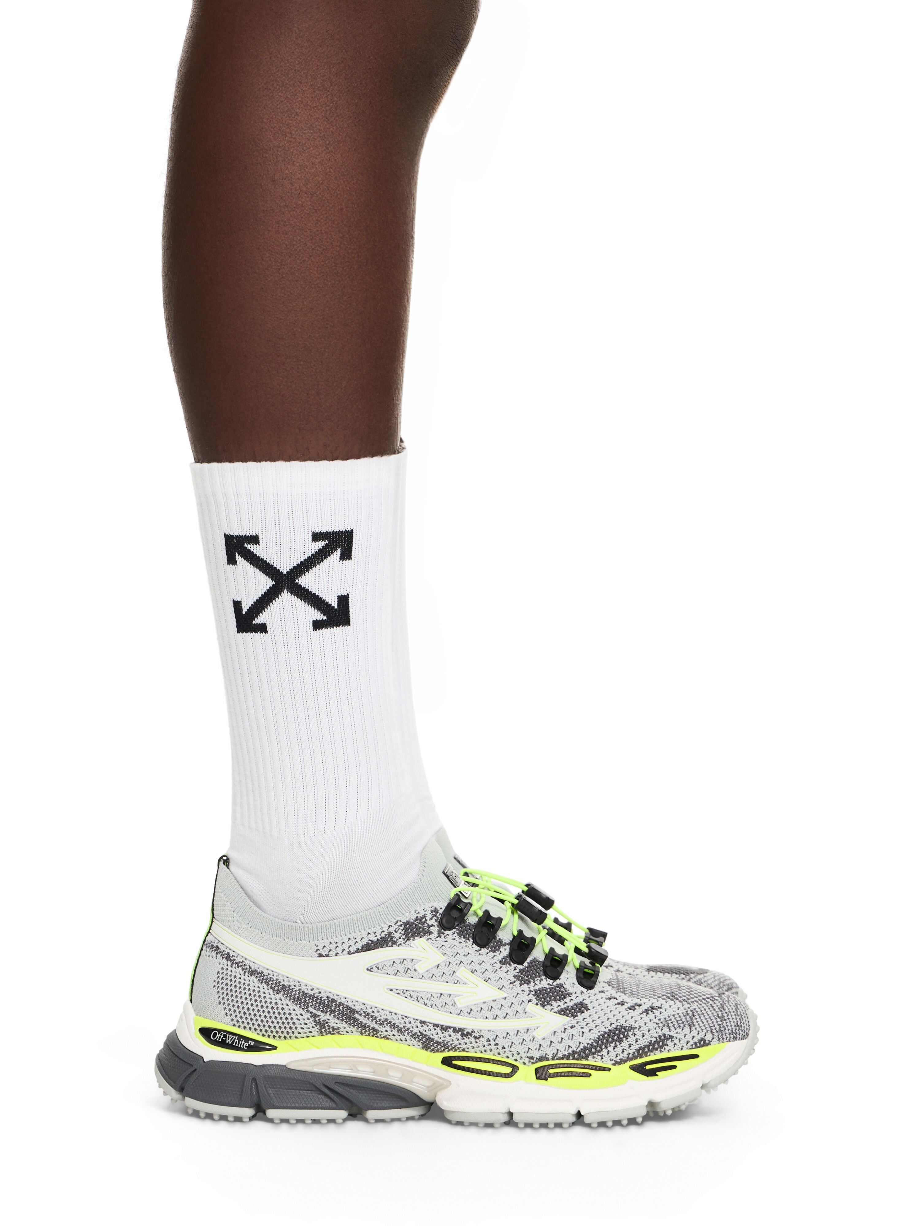 OFF WHITE Be Right Back Knit Sneakers LIGHT GREY - YELLOW FLUO OMIA2AOS26FAB001