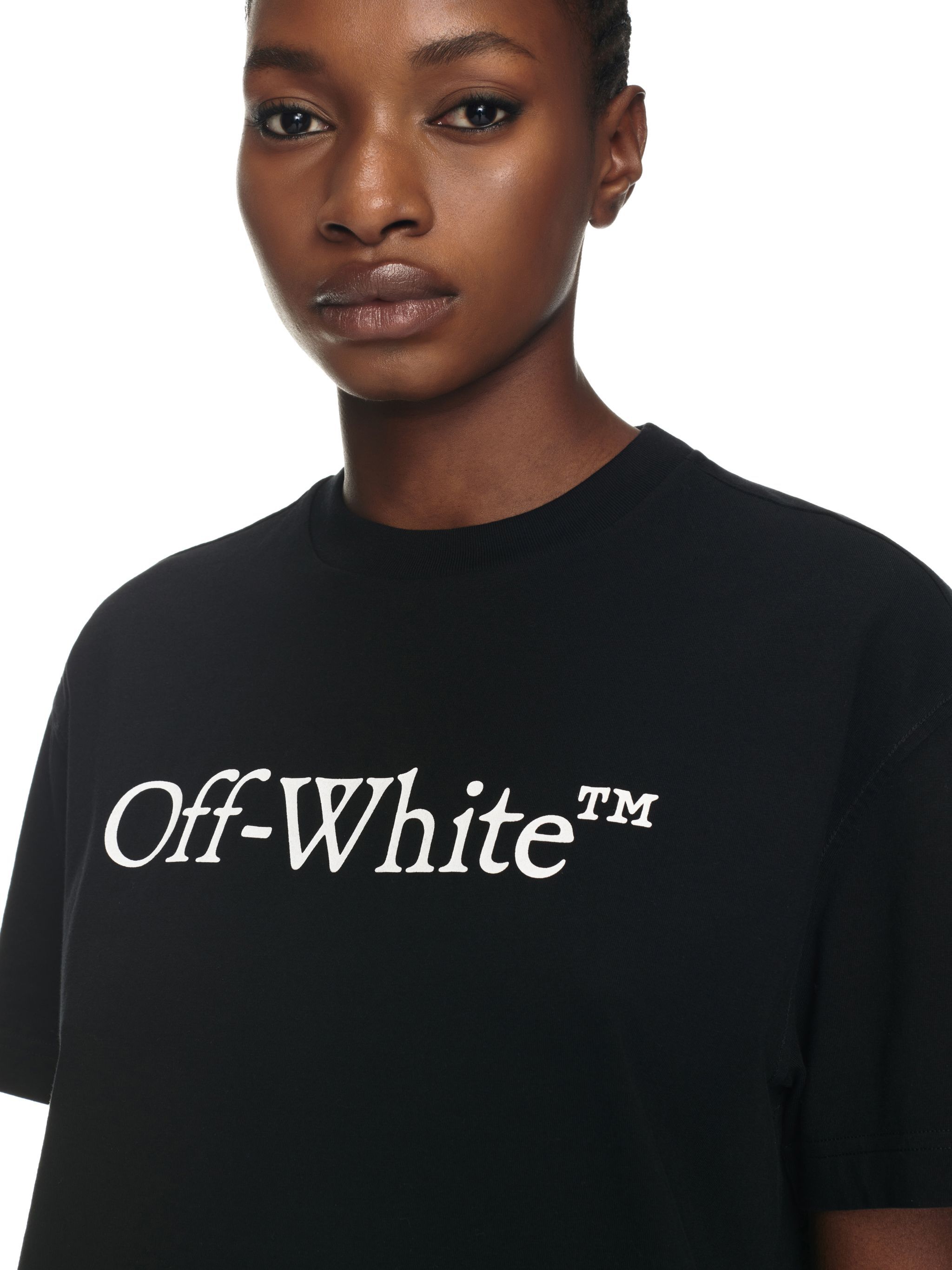 OFF WHITE Big Logo Bookish Casual Tee BLACK OWAA089C99JER003