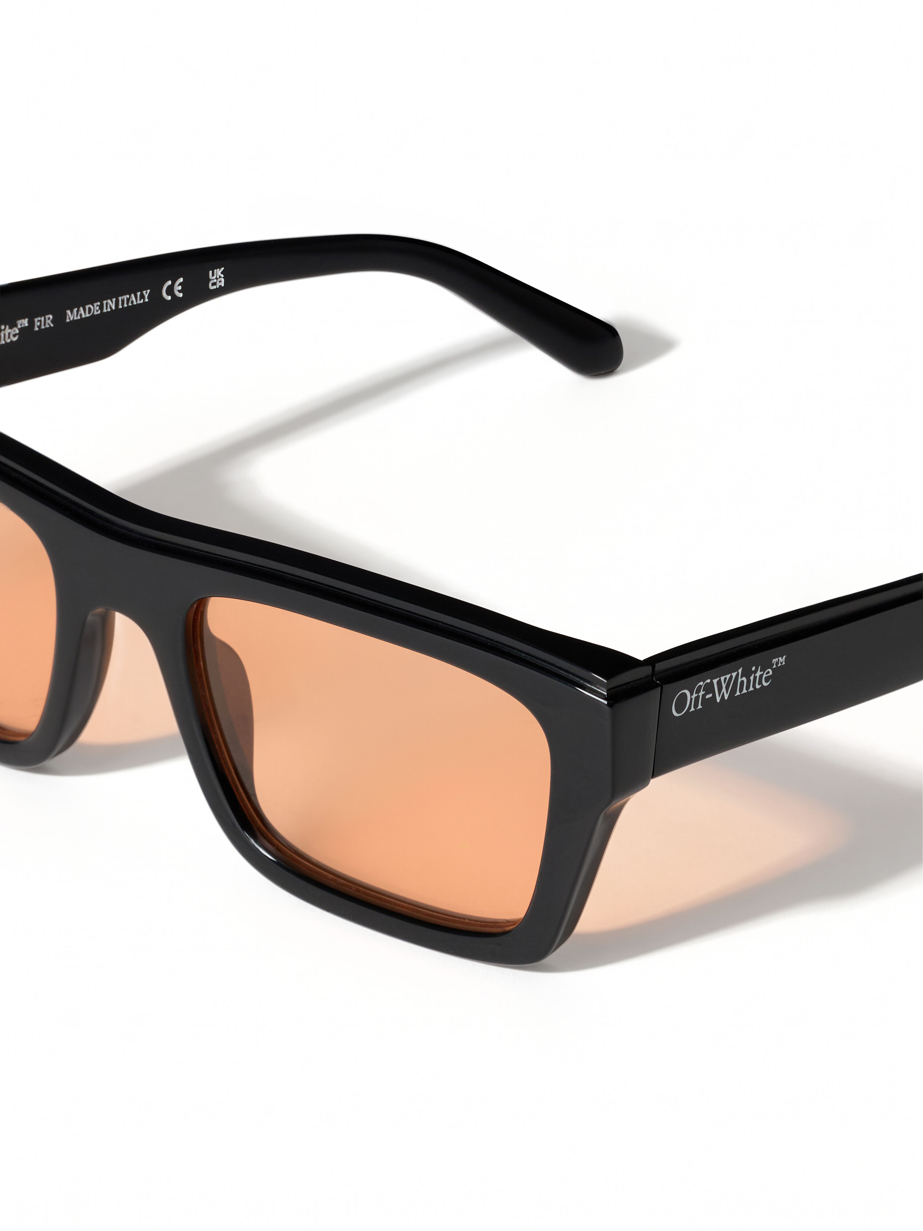 OFF WHITE Flint Orange Lens Sunglasses Shiny Black OW1038102053