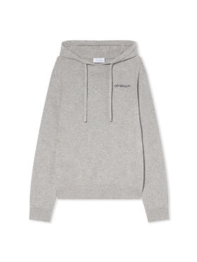 OFF WHITE Quote Knit Hoodie LIGHT GREY MELANGE - BLACK OMHU034F25KNI001