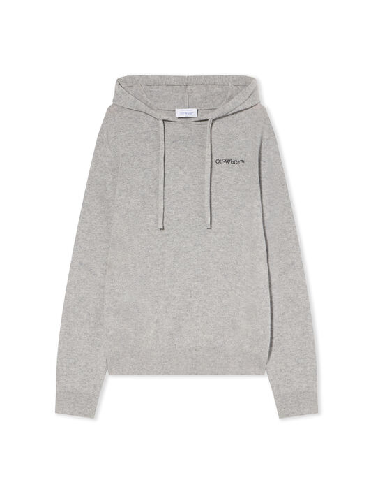 OFF WHITE Quote Knit Hoodie LIGHT GREY MELANGE - BLACK OMHU034F25KNI001