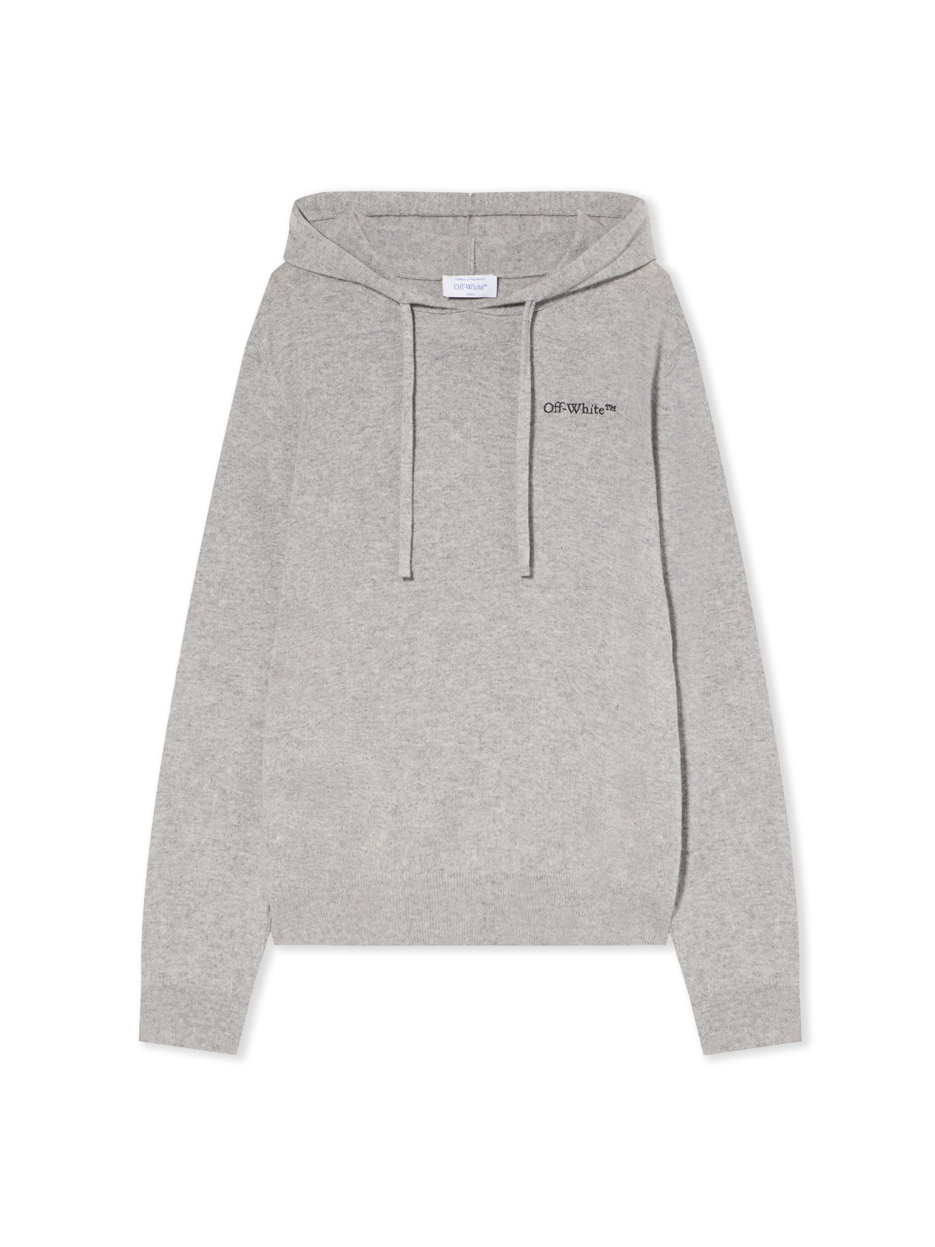 OFF WHITE Quote Knit Hoodie LIGHT GREY MELANGE - BLACK OMHU034F25KNI001