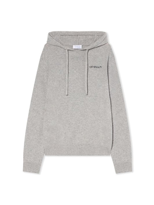 Quote Knit Hoodie OFF WHITE Quote Knit Hoodie LIGHT GREY MELANGE - BLACK OMHU034F25KNI001
