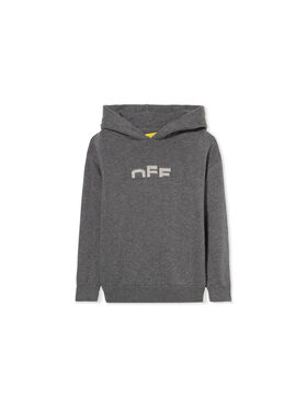 OFF WHITE Type Logo Knit Logo Hoodie DARK GREY - LIGHT GREY OBHU001F25KNI001