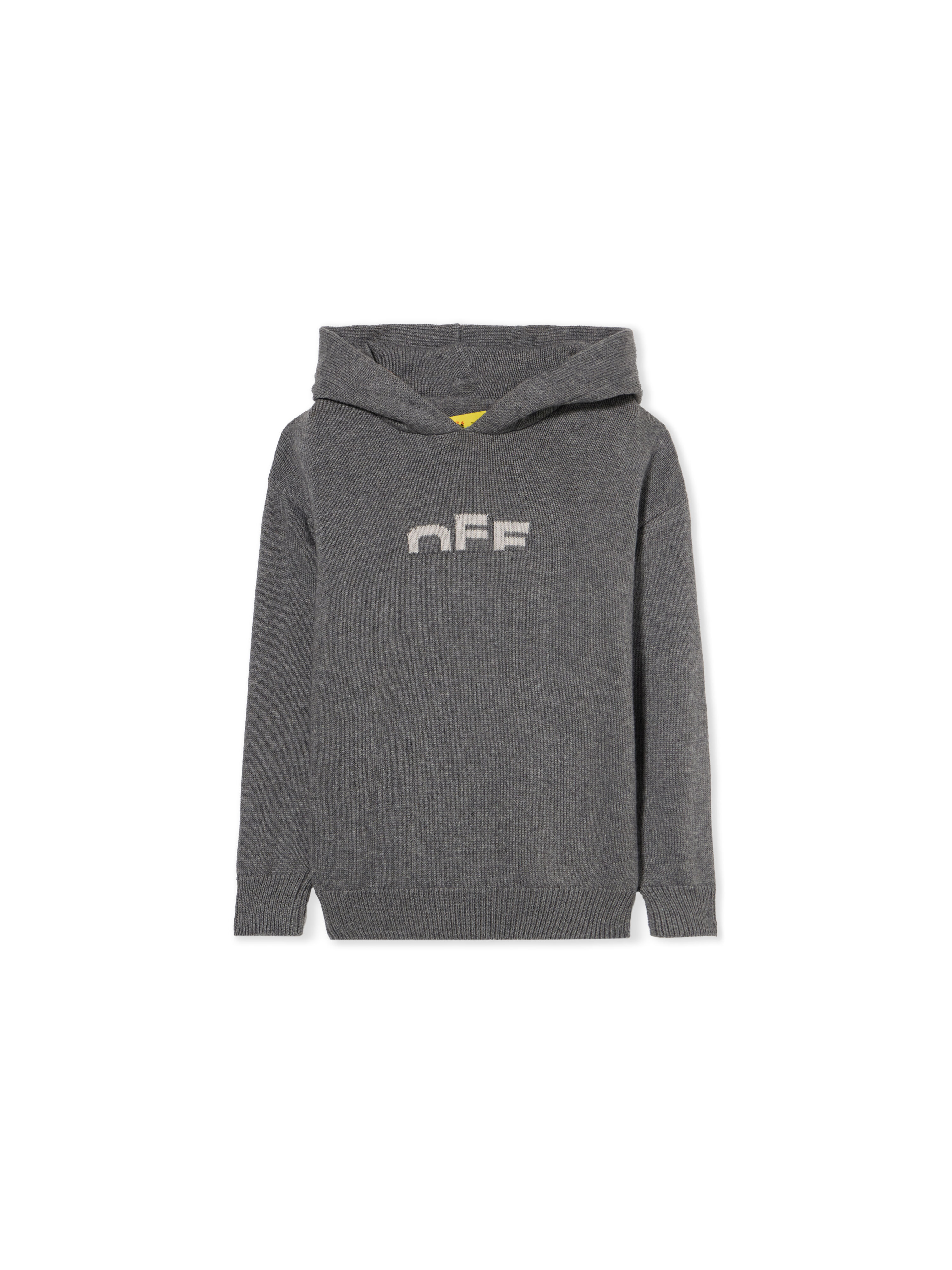 OFF WHITE Type Logo Knit Logo Hoodie DARK GREY - LIGHT GREY OBHU001F25KNI001