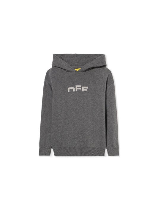 Type Logo Knit Logo Hoodie OFF WHITE Type Logo Knit Logo Hoodie DARK GREY - LIGHT GREY OBHU001F25KNI001