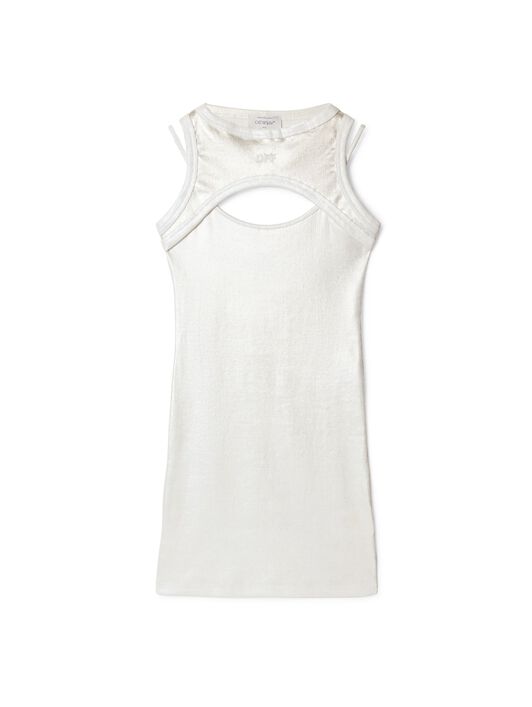 OFF WHITE Silver Ribbed Cut-Out Dress WHITE OWDB496S25JER001