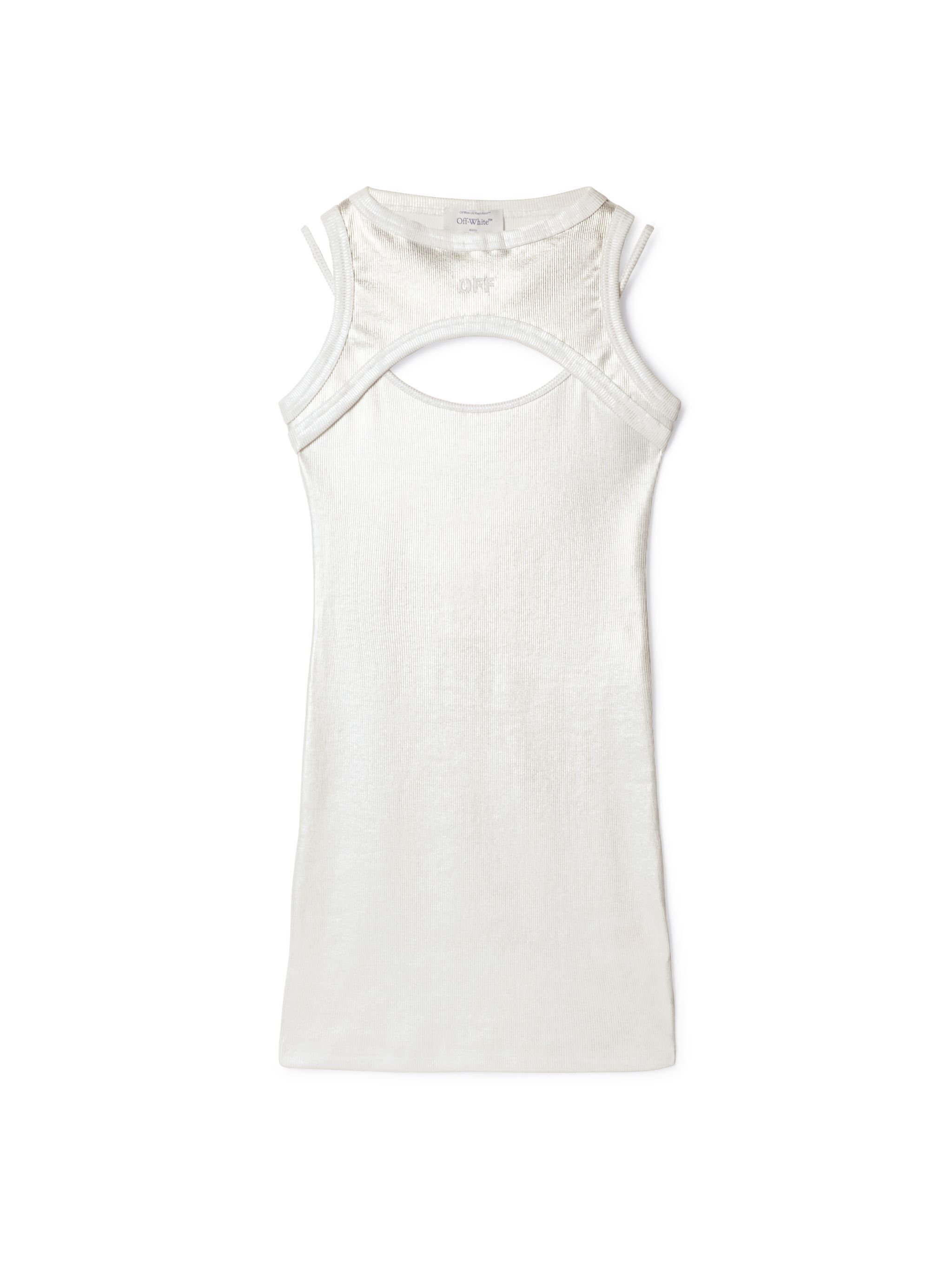 OFF WHITE Silver Ribbed Cut-Out Dress WHITE OWDB496S25JER001