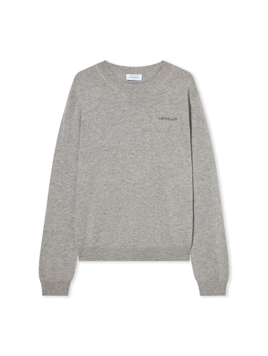 OFF WHITE Quote Knit Crewneck Logo Sweater LIGHT GREY MELANGE - BLACK OMHE20OF25KNI001