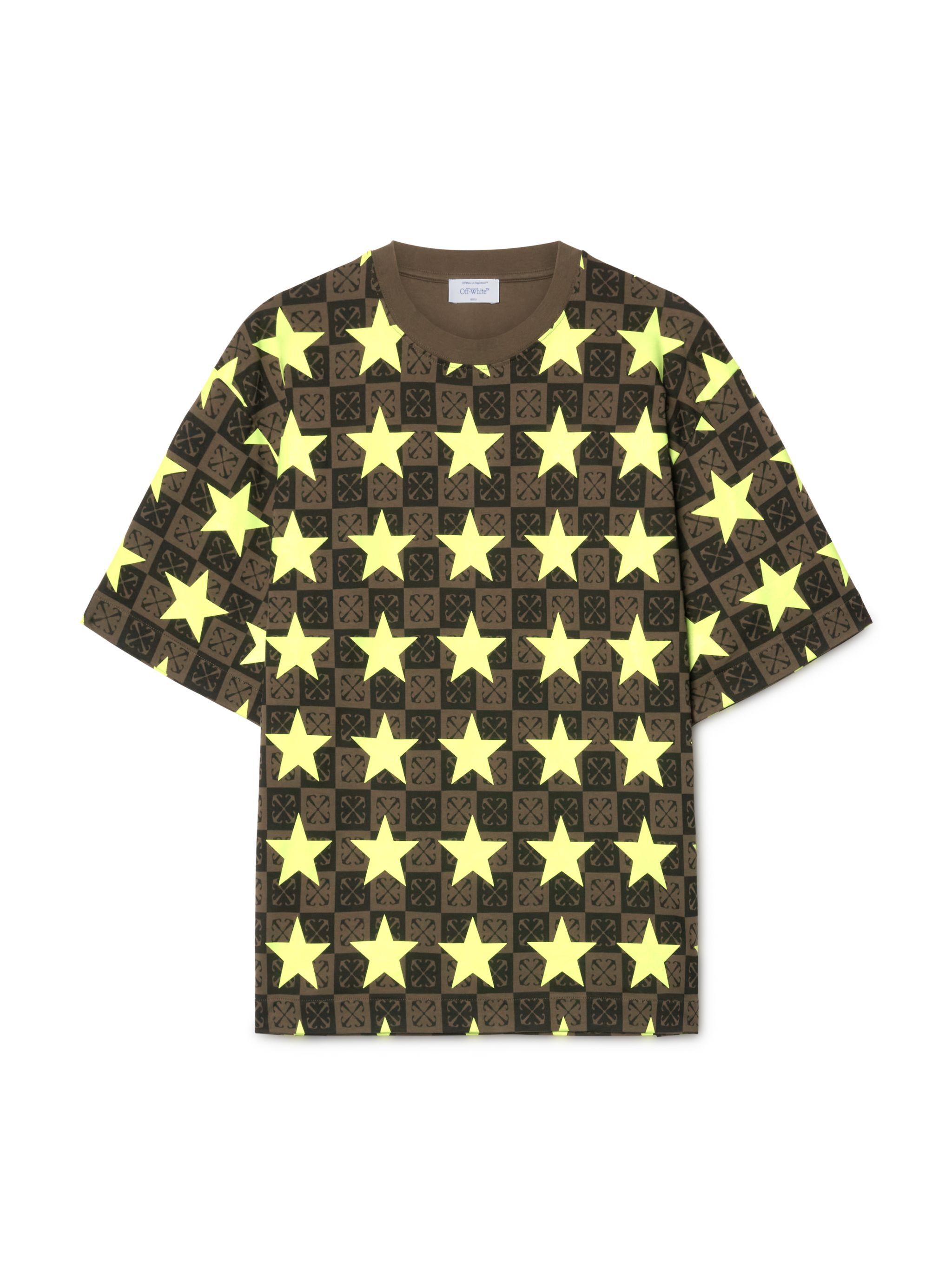 OFF WHITE Stars All Over Skate S/S Tee GREEN OMAA120W24JER001