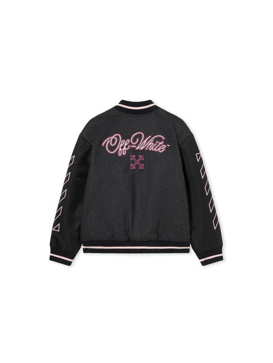 Patch Varsity Jacket OFF WHITE Patch Varsity Jacket DARK GREY - FUCHSIA OGEH001F25FAB001