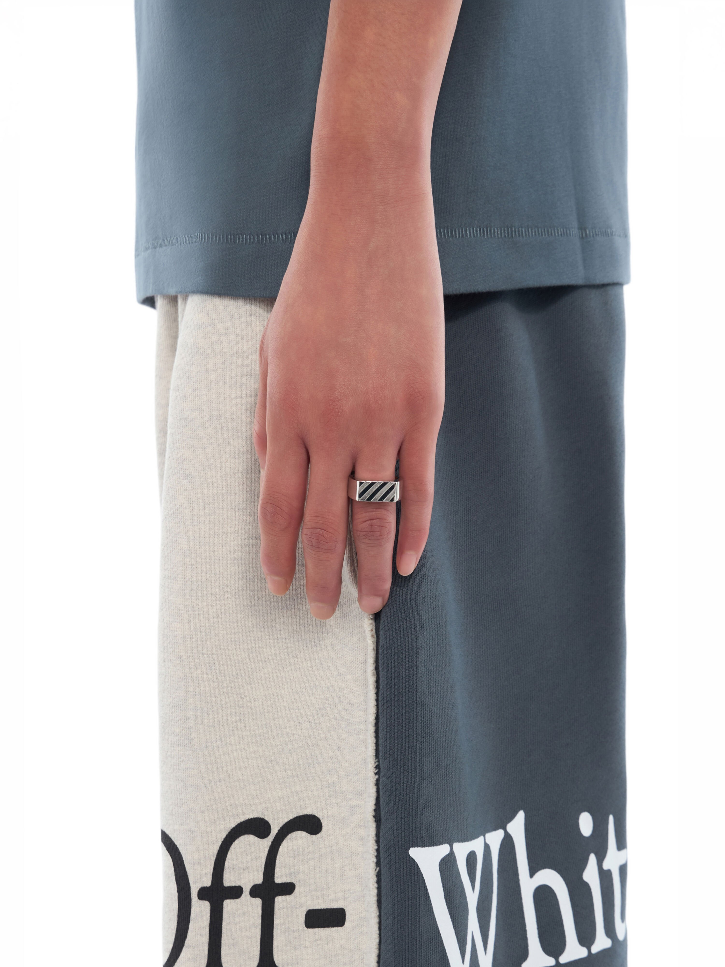 OFF WHITE Diag Ring SILVER OMOC07NC99MET001