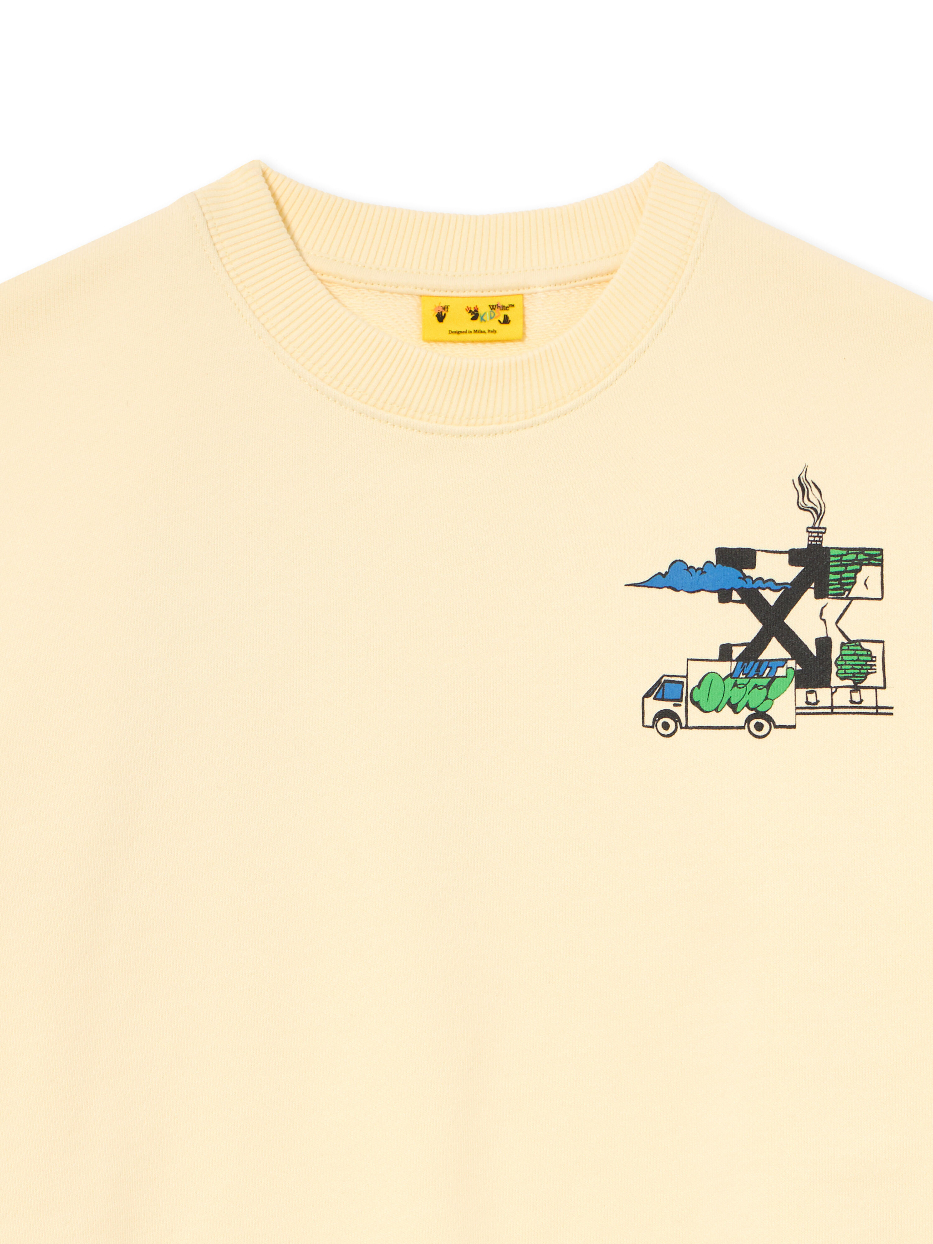 OFF WHITE Graffiti Crewneck PEAR SORBET 44BBA001S26F002