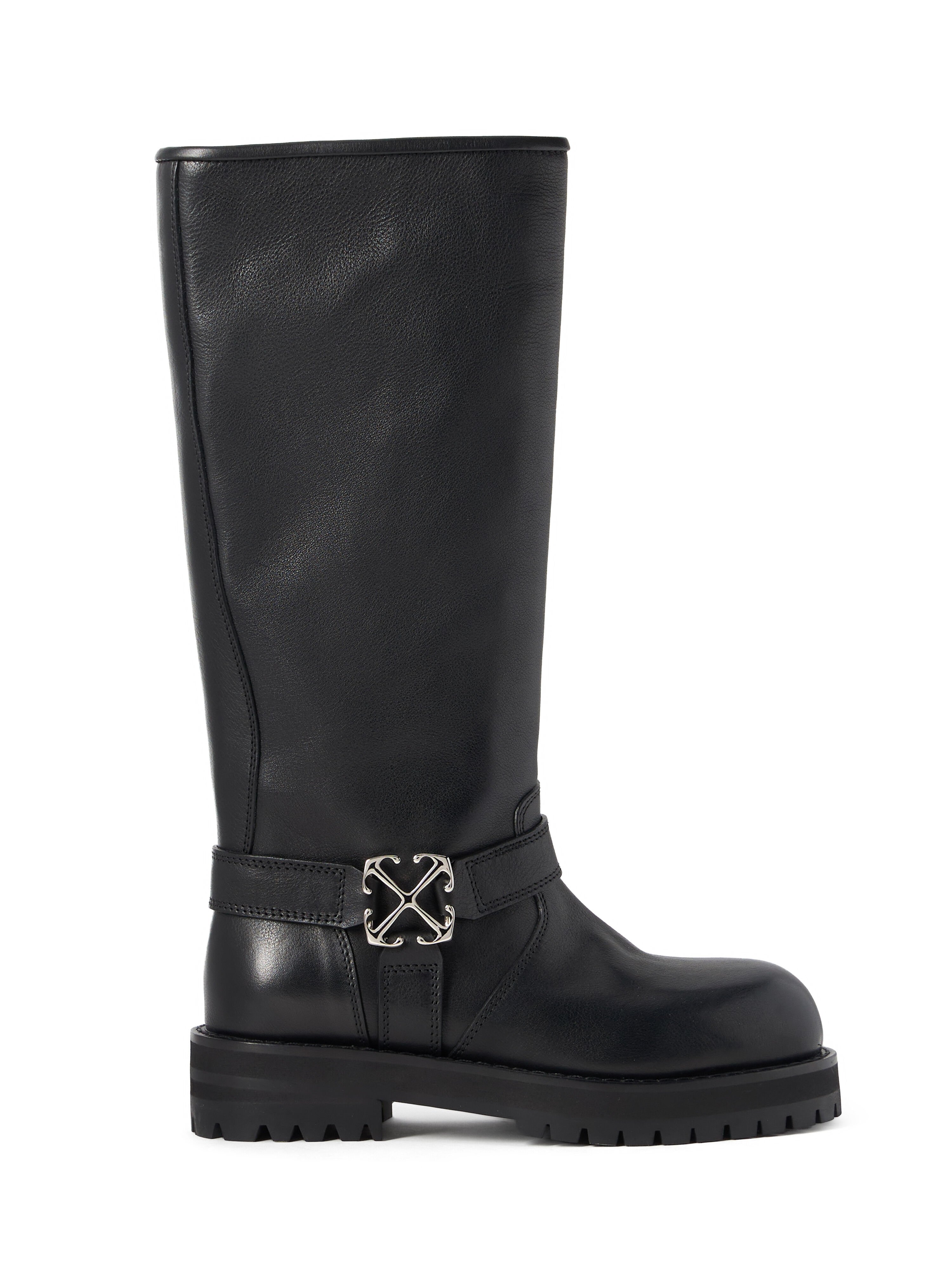 OFF WHITE Off Track High Boots BLACK - SILVER OWIE04OC99LEA001