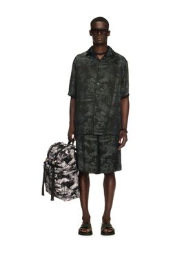 OFF WHITE Black Jacquard Fresco Bowling Shirt GREY OMBB085S25FLE003