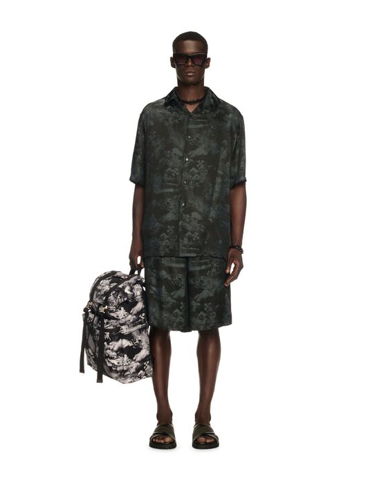 OFF WHITE Black Jacquard Fresco Bowling Shirt BLACK OMGG013S25FAB005