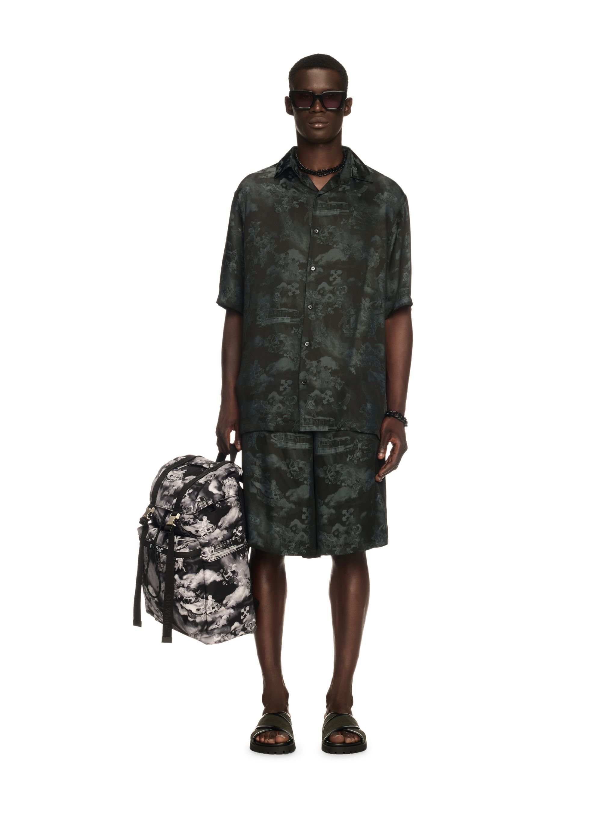 OFF WHITE Black Jacquard Fresco Bowling Shirt BLACK OMGG013S25FAB005