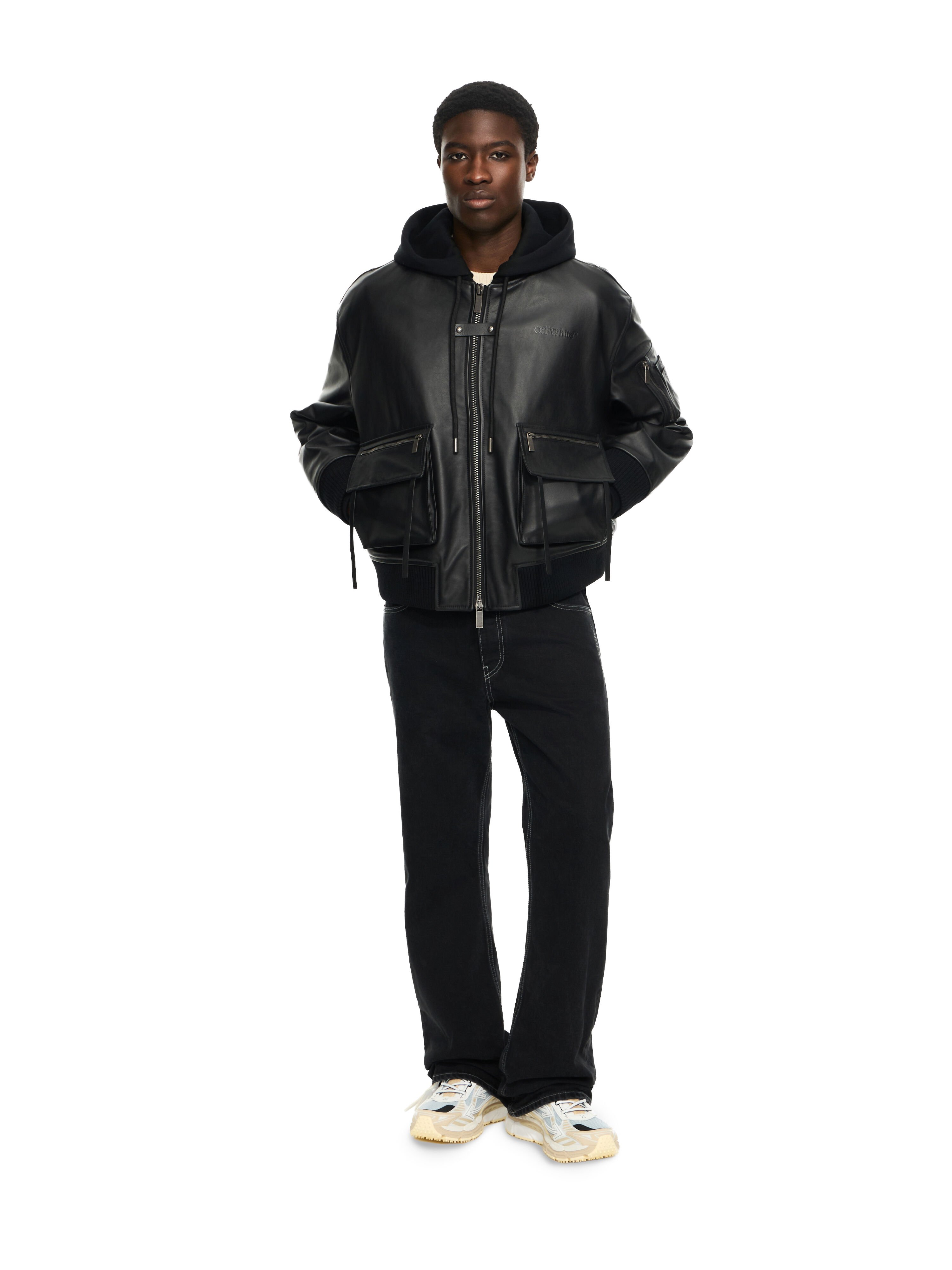 OFF WHITE Book Fleece Hoodie Bomber BLACK 44XJA13SS26L001