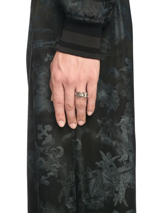 OFF WHITE Barbed Wire Ring SILVER OMOC07HS25MET001