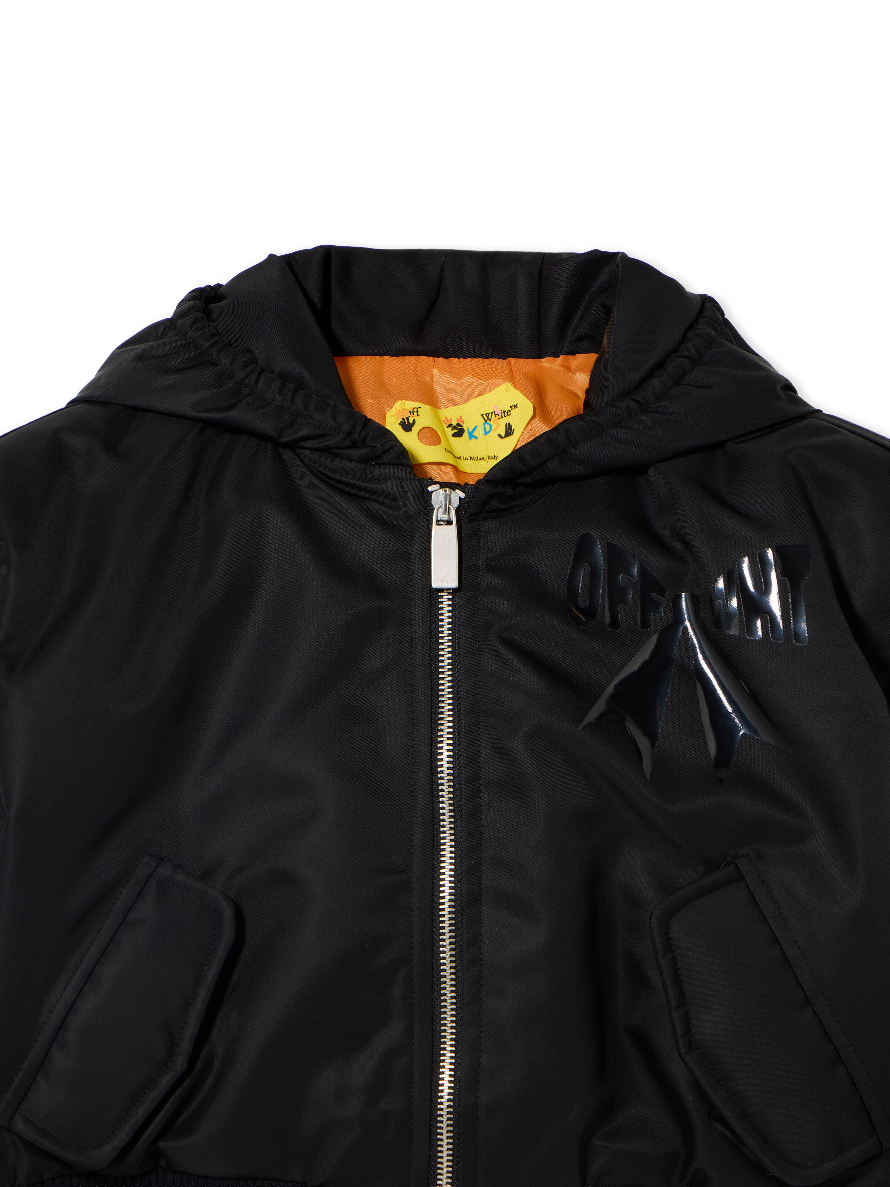 Ribbon Diagonals Hooded Cropped Bomber Jacket OFF WHITE Ribbon Diagonals Hooded Cropped Bomber Jacket BLACK 44GEH005F26F001
