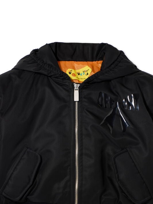 Ribbon Diagonals Hooded Cropped Bomber Jacket OFF WHITE Ribbon Diagonals Hooded Cropped Bomber Jacket BLACK 44GEH005F26F001