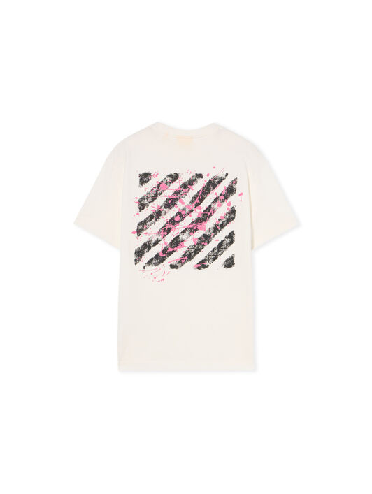 OFF WHITE Diagonal Splat T-Shirt WHITE - FUCHSIA OGAA001F25JER008