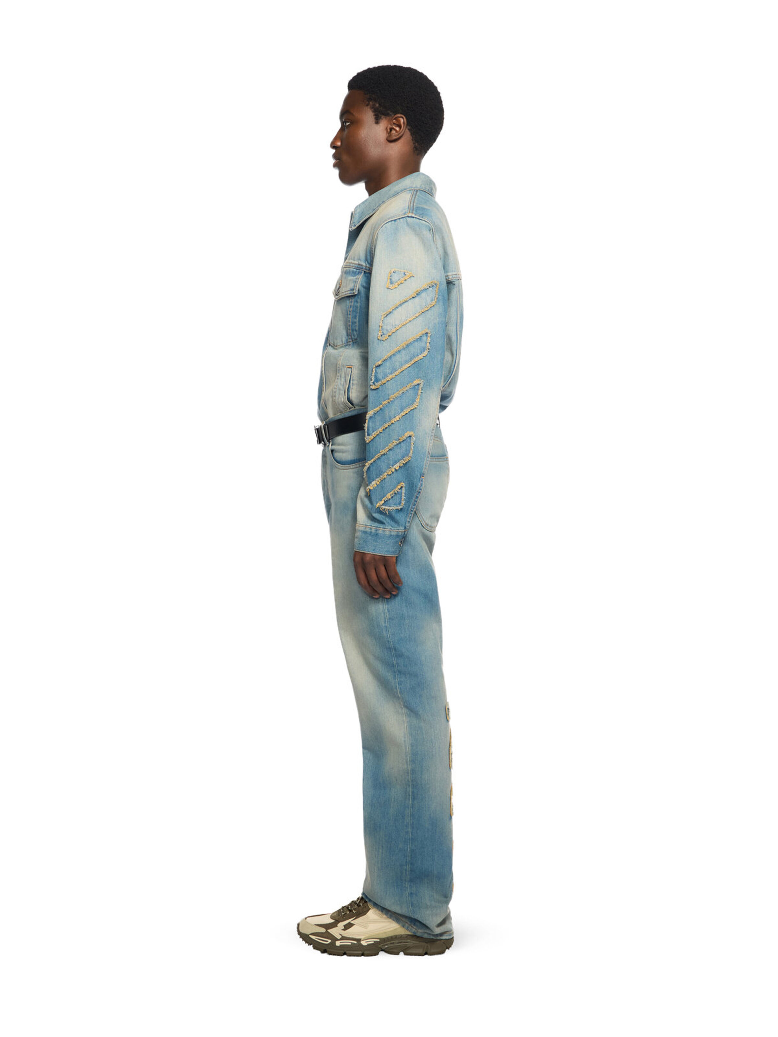 Diagonal Raw Patch Denim Jacket in DIRTY BLUE - DIRTY BLUE for Men