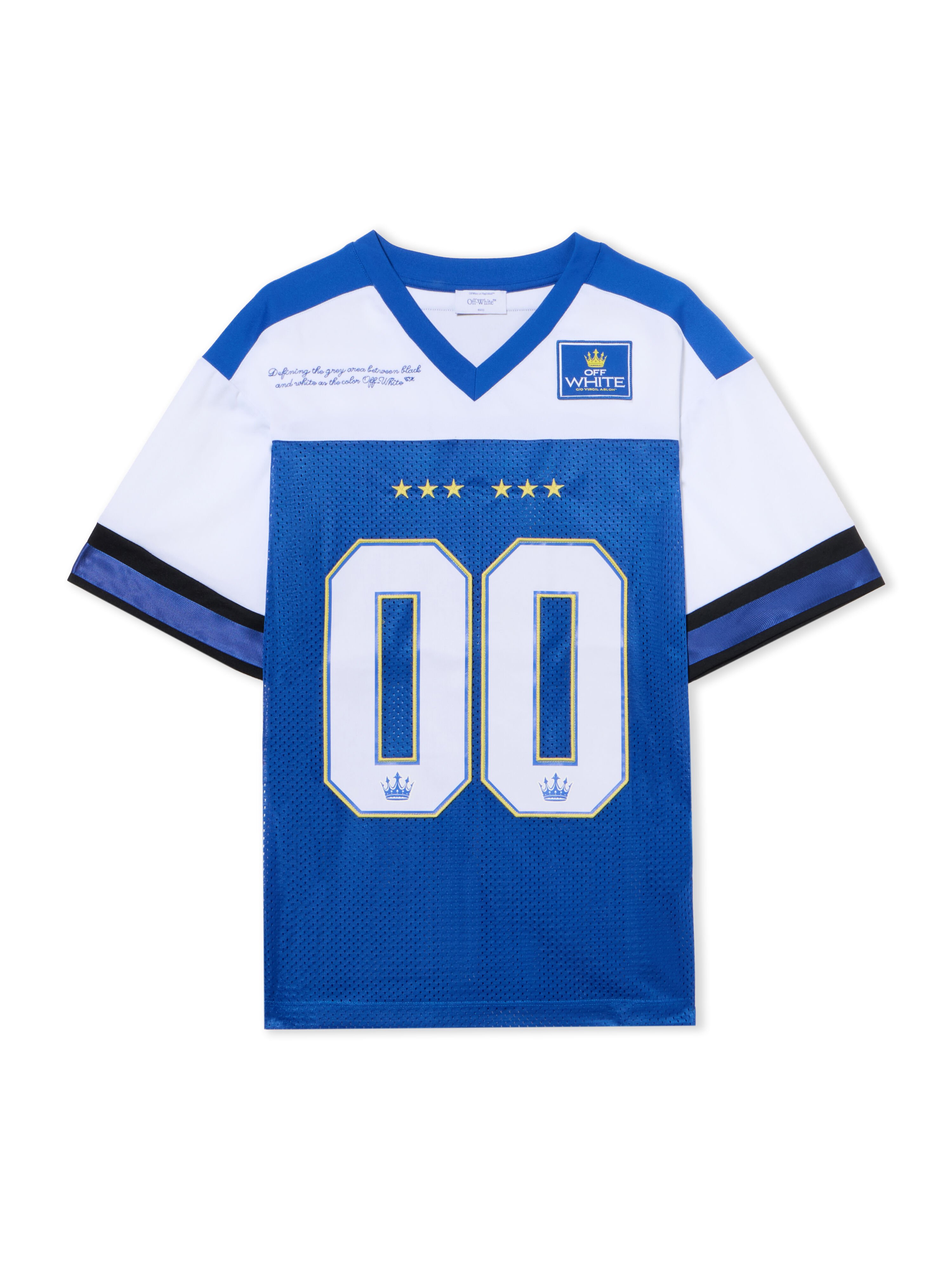 OFF WHITE 00 Royal Mesh Football Logo Tee BLUE IRIS-WHITE OWAA13GF25JER001