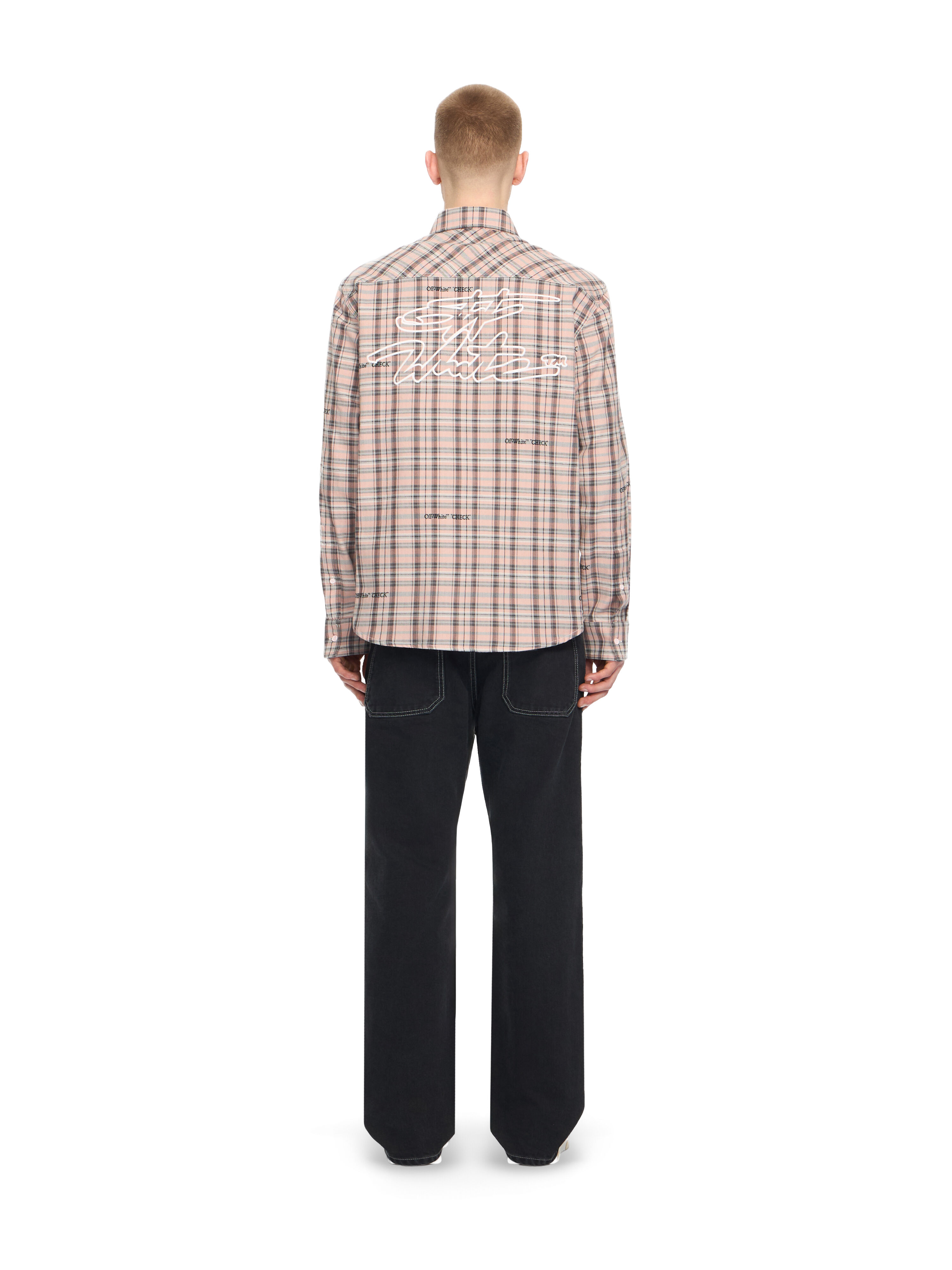 OFF WHITE Marker Check Flan Reg Shirt MAUVE MORN 44XGE04MS26F001