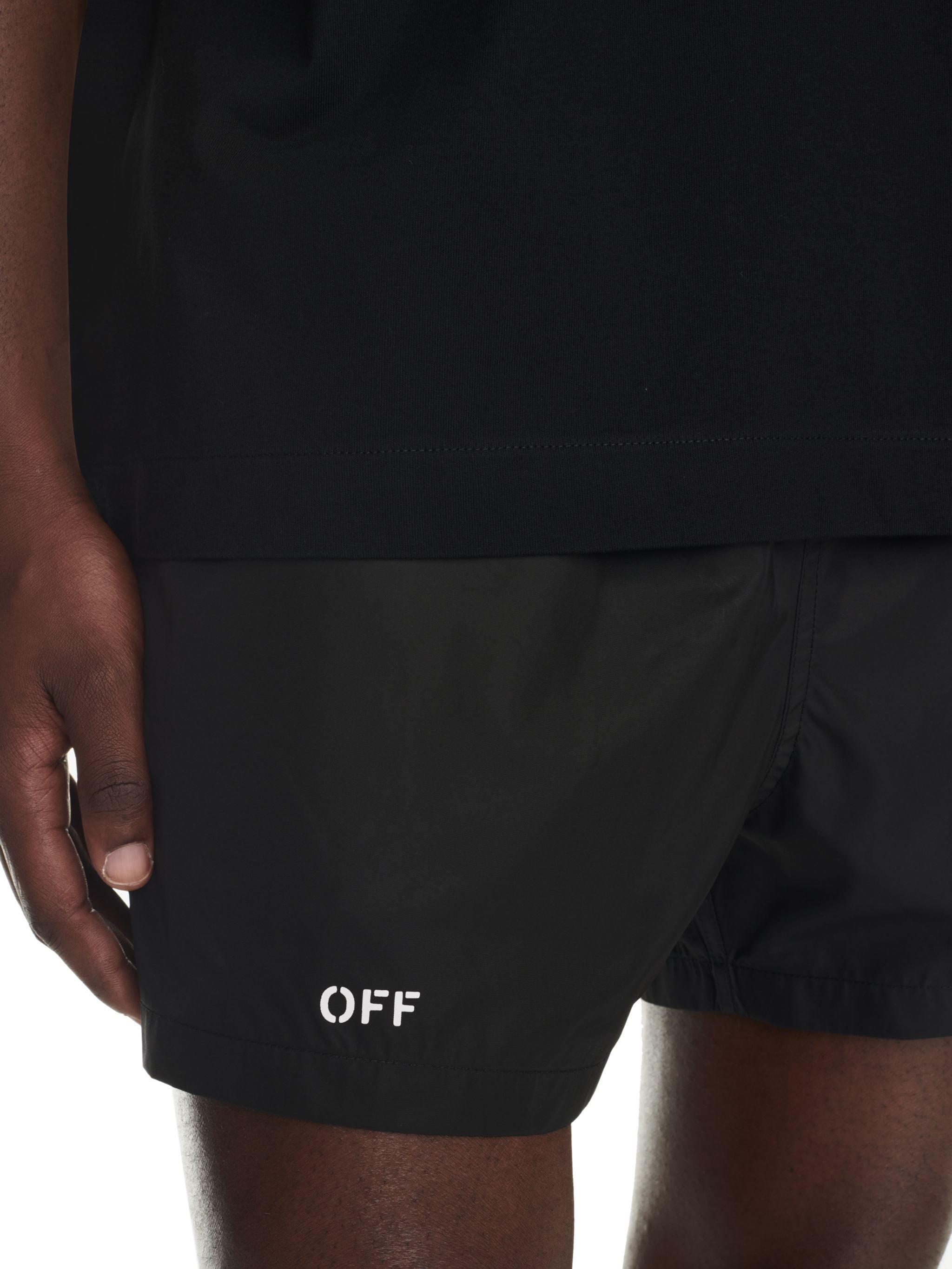 OFF STAMP SWIMSHORTS in BLACK for Men | Off-White™