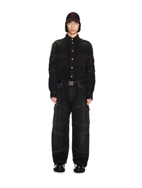 OFF WHITE SCRIPT SAMURAI GERADE JEANS SCHWARZ OMYA188F24DEN001