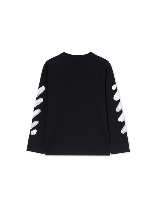 OFF WHITE Arrow Sponge Long-Sleeve Logo T-Shirt BLACK - WHITE OBAB001F25JER002