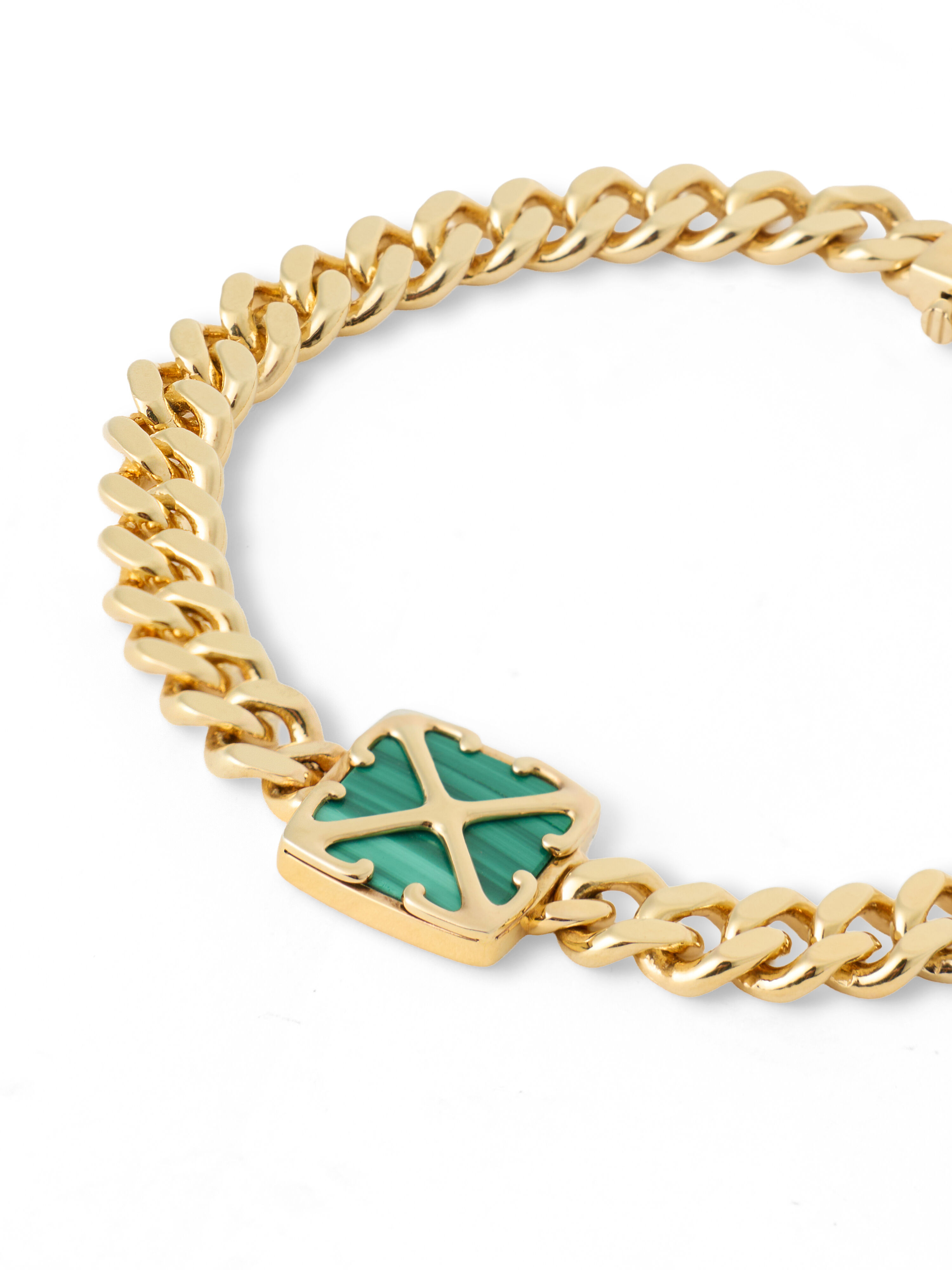 OFF WHITE Arrow Malachite Curb Chain Bracelet STERLING SILVER C07035