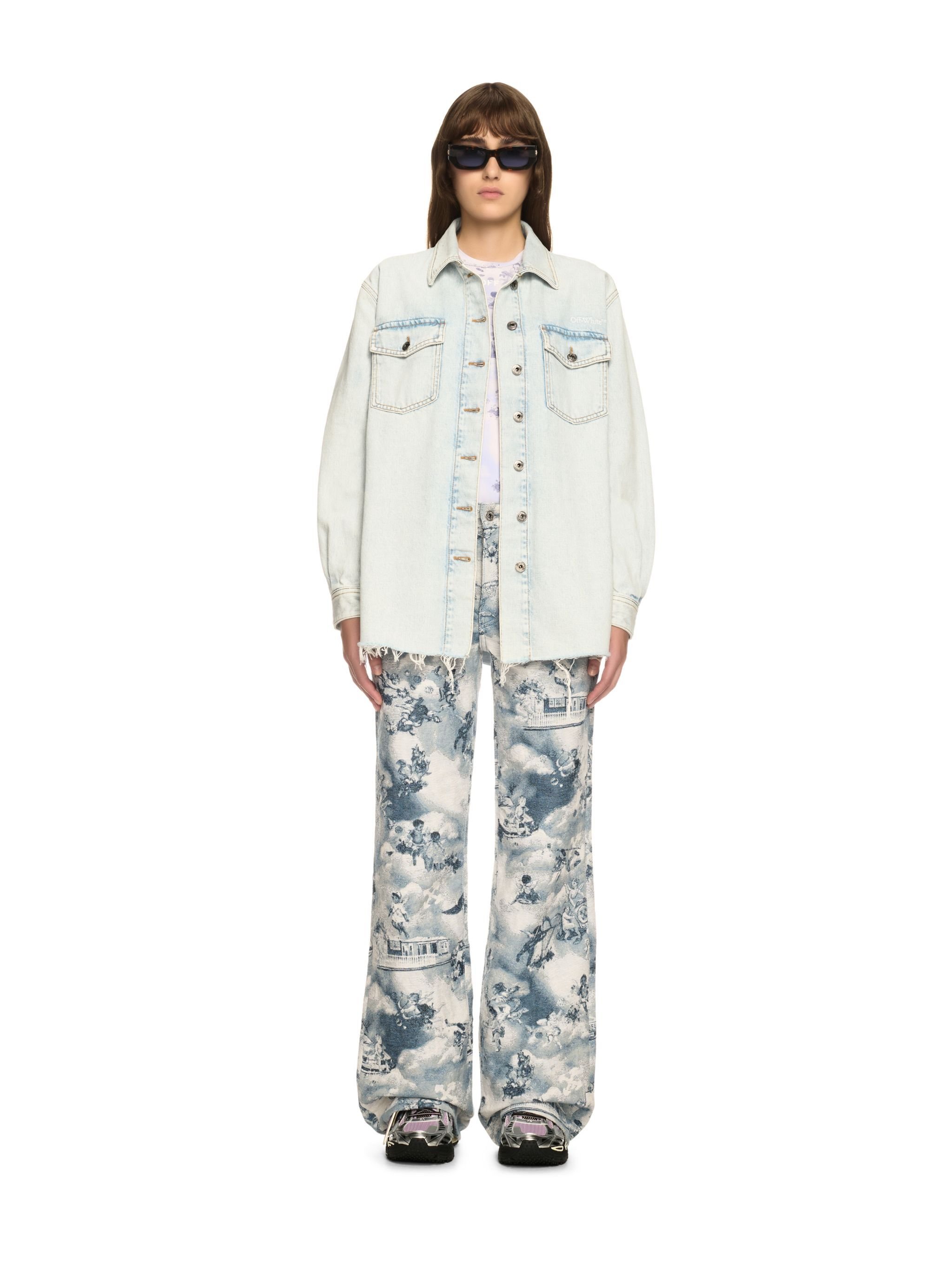 OFF WHITE Weiße Denim Fresco Hemdjacke BLAU OWYQ004S25DEN001
