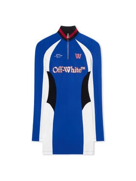 OFF WHITE Tech Jersey Mini Dress ELECTRIC BLUE-WHITE OWDB559F25JER001