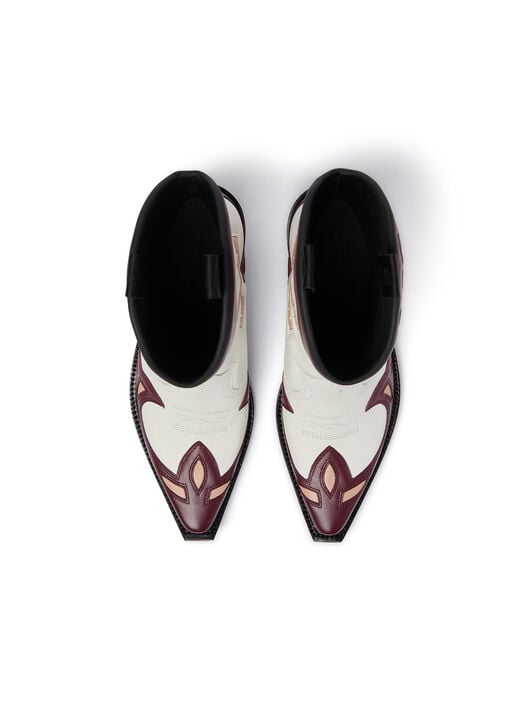 Santiago Texan Ankle Boots OFF WHITE Santiago Texan Ankle Boots OFF WHITE/BURGUNDY OF06091101